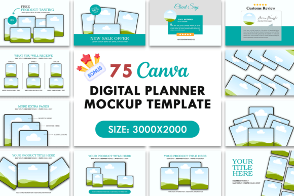 Download 75 Digital Planner Listing Canva Mockups - Premium Resources