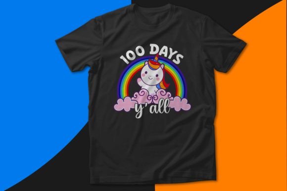 Download 100 Days Y'all Unicorn Rainbow Design - Rainbow design Collection