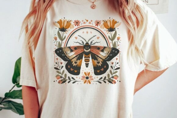 Download Boho Moth and Floral Rainbow Design Png - Rainbow design Collection
