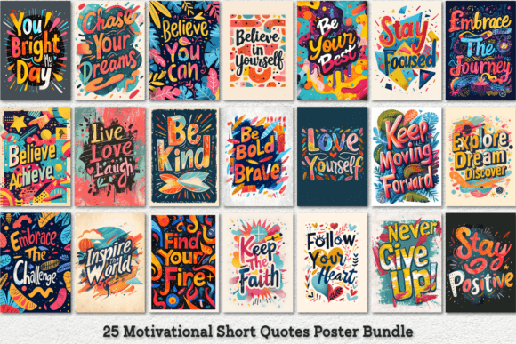 Download Motivational Short Quotes Poster Bundle - Short quotes Collection